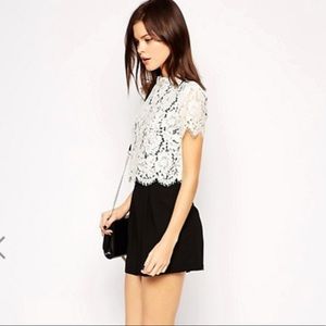 ASOS White and Black Lace Top Cocktail Romper